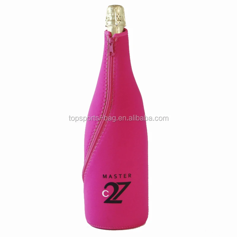 Custom Logo Pink Waterproof Neoprene Champagne Wine Bottle Cooler Bag Sleeve for 1.5L Magnum Bottles