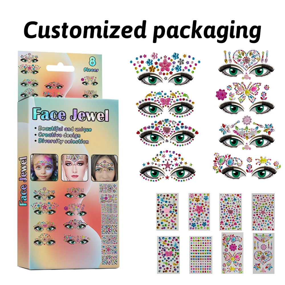 KHY Colorful Face Gems Kit For Makeup Nail Art Rhinestones Mixed Color Glass Crystal Bead Face Jewels
