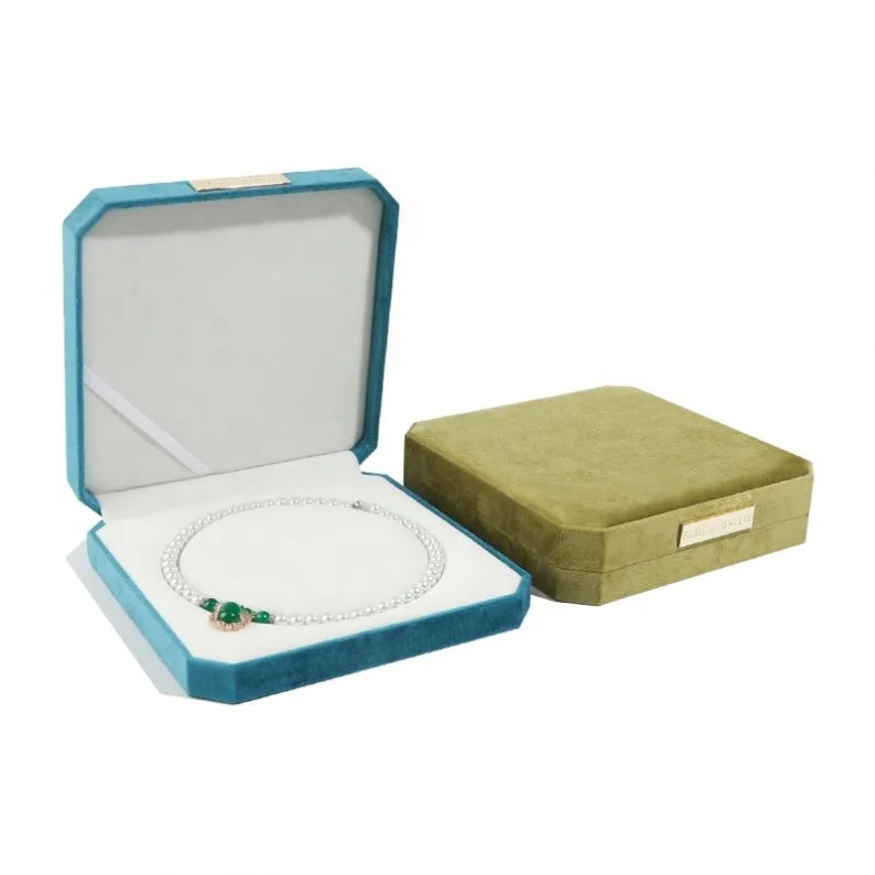 Custom Nordic Dusplay Pearl Necklace box Wholesale Storage Metal Velvet Pearl Presentation Octagonal Velvet Pearl Box