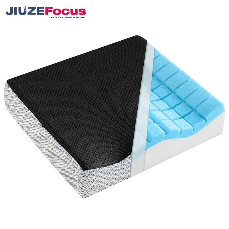 Factory Custom Absorbs Pressure Soft Gel Memory Foam Comfort Seat Cushion Polyester Cover Gel Memory Foam Seat Cushion