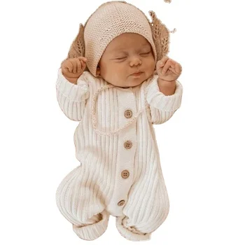 Wholesale baby girl clothes autumn winter onesie boys girls baby knitted romper long sleeved coat newborns jumpsuit for babies