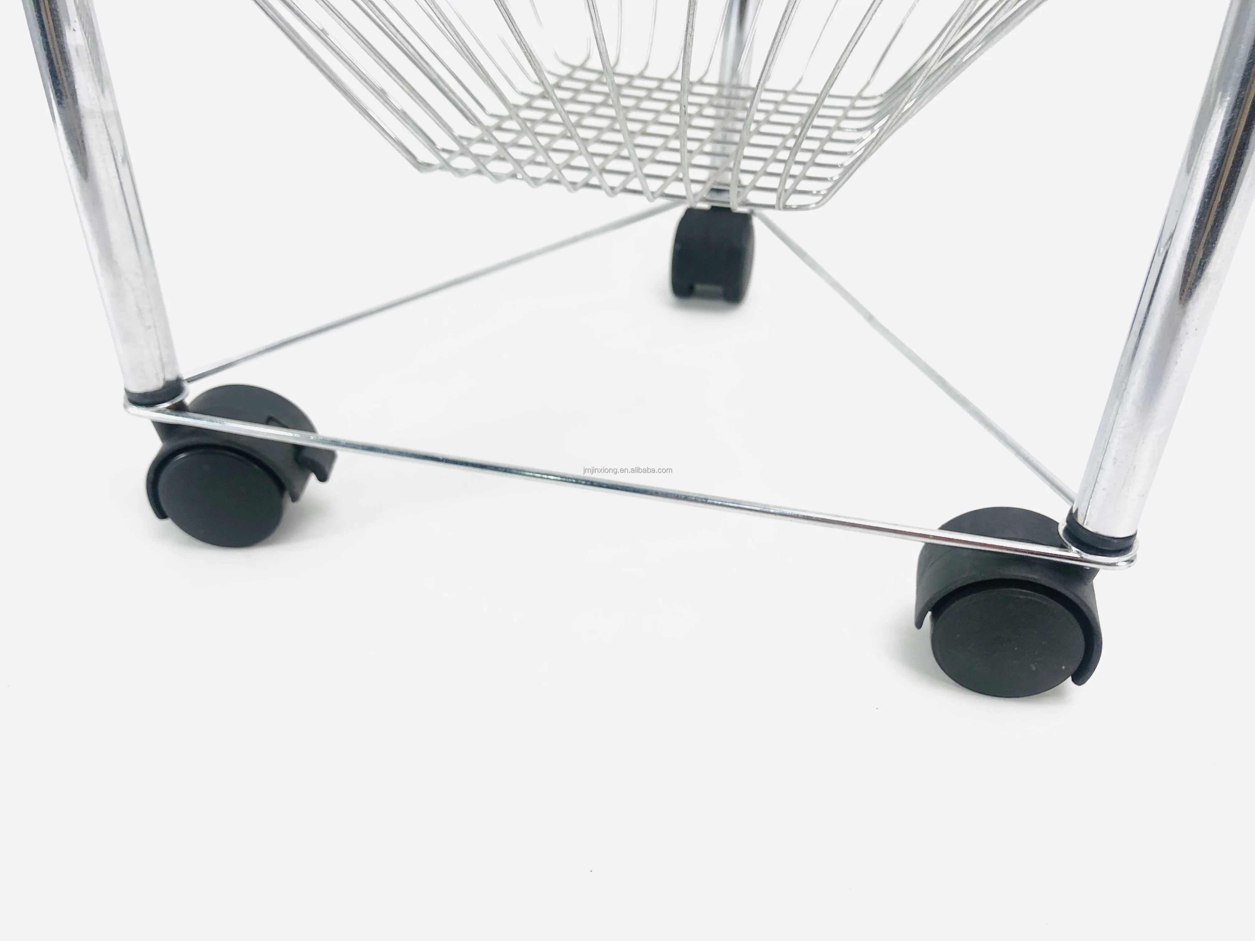 3 Layer Removable Chrome Plated Iron Wire Household Display Rack Storage Fruit Basket Organizer Shelf With Wheels