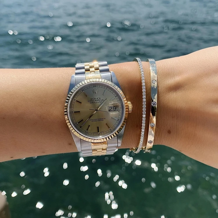 Luxury Famous Brand Designers Jewelry Lab Grown Diamond Bangle 14K Yellow Gold Diamond Inlay Bracelet for Women