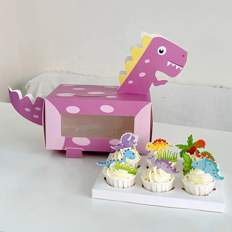 Mini Cupcakes Desserts Packaging Box with Inserts for Kids Custom Cartoon Bakery Container Boxes Children Treat Cupcake Gift Box