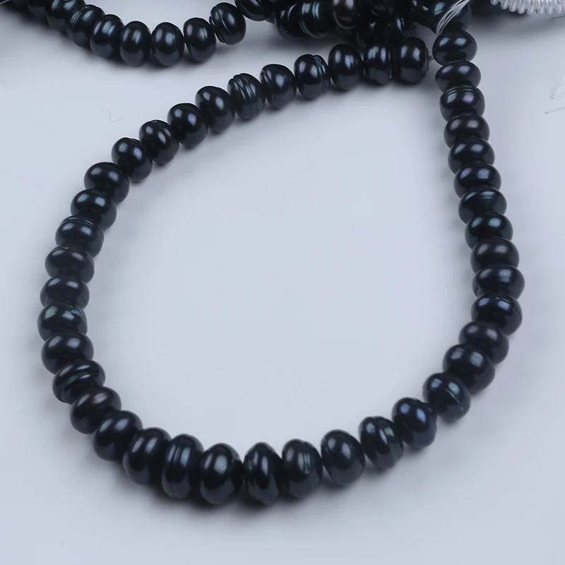 Wholesale Black  Big Size 12-13 mm Button  Freshwater Pearl Strands For  Jewelry Making