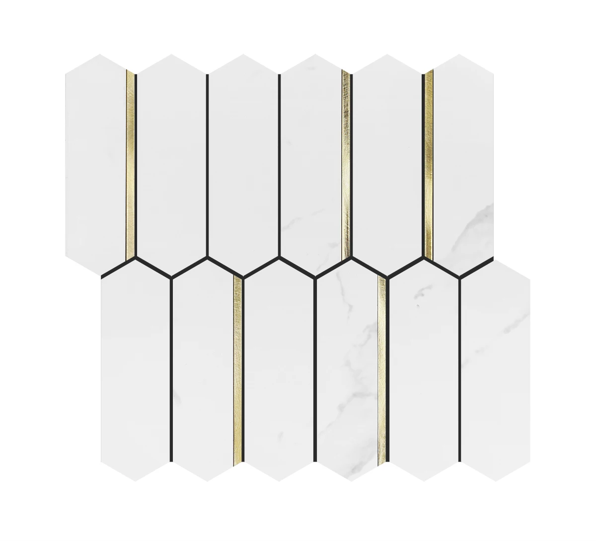 White Gold Long Hexagon Kitchen Mosaic Wall Panel Self Adhesive Tile Stickers Peel And Stick Decorative Wall Mosaic