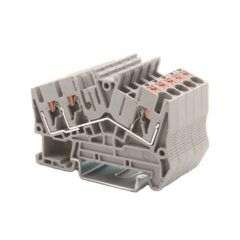 Заводская цена лучшие продажи Grey 24-12AWG сквозной рельсовый клеммный блок пружинное соединение