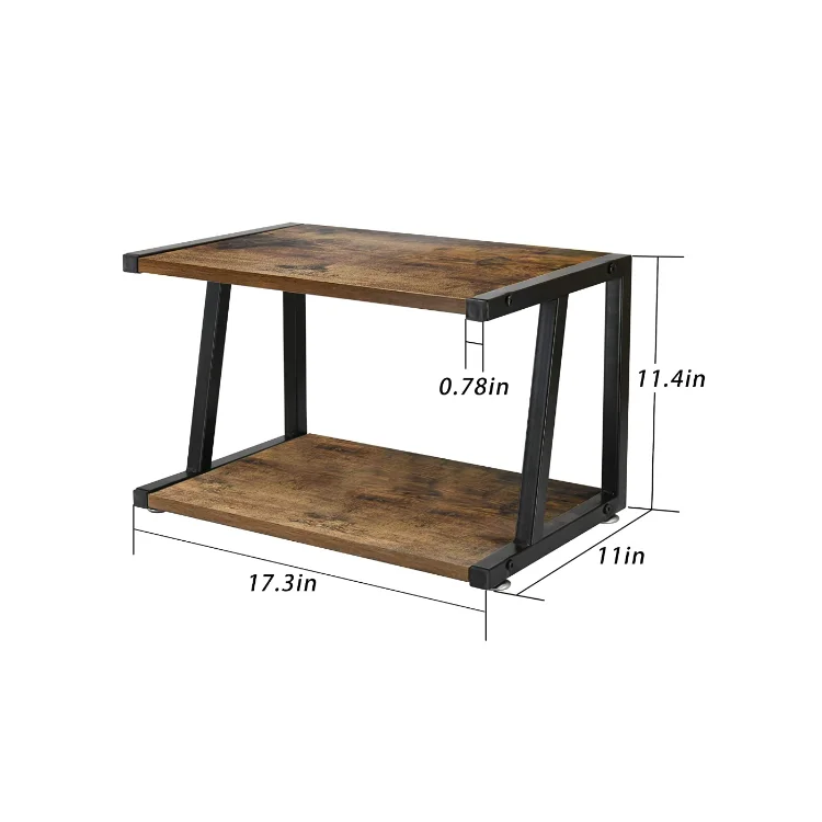 Hot sale rustic 2 tier desktop organizer with shelf home office wood printer stand