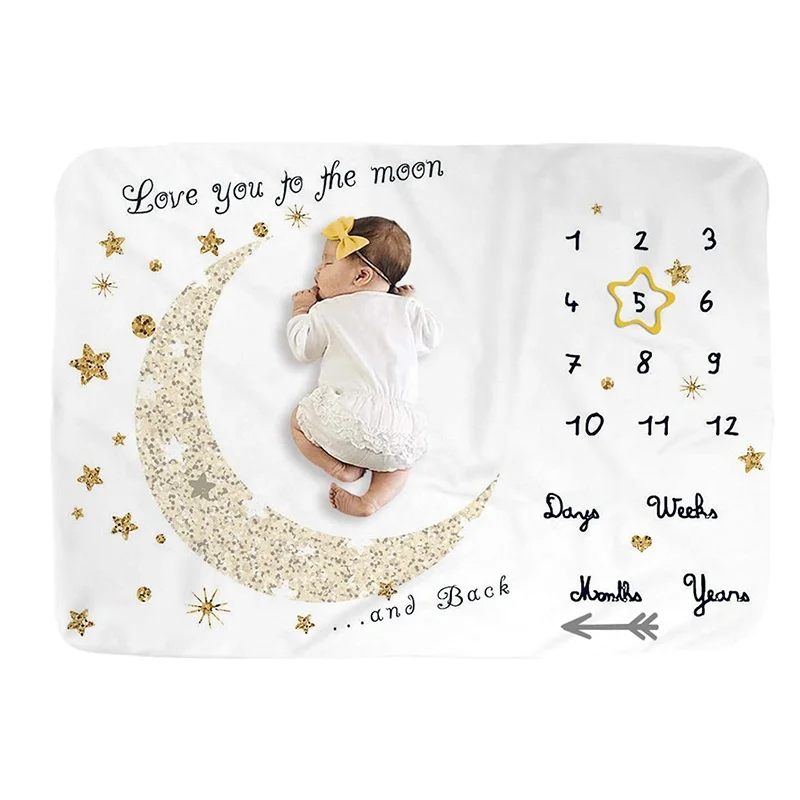 Personalized Newborn Photography Props Flannel Fleece Baby Monthly Milestone Blanket With Accessories Custom Month Blanket