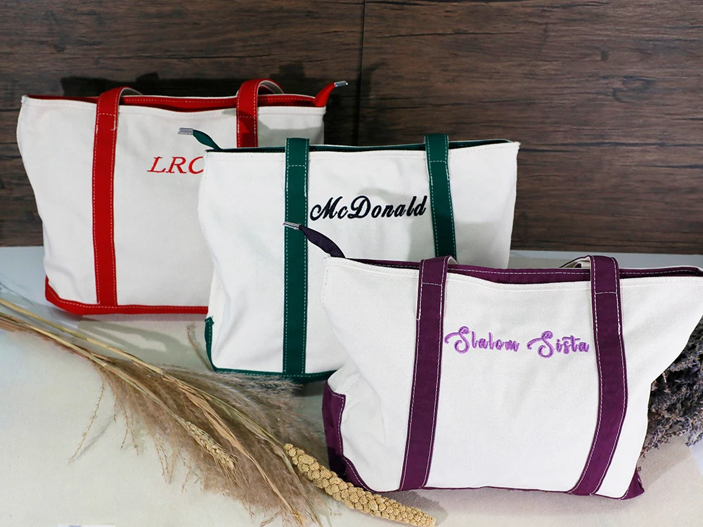 POP 2days Drop shipping Personalized Best Friend Gift Custom Text Ironic Boat Canvas Tote Beach School Embroidered Tote Bag