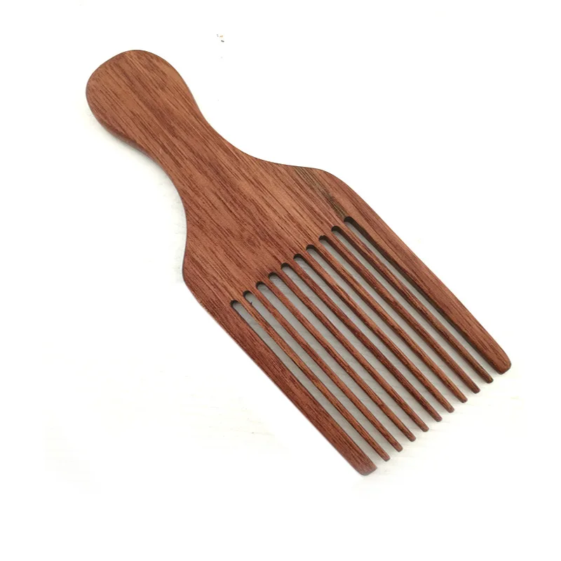 High Quality Customized Wooden Wide Tooth Comb Afro Pick Beard Hair Comb with Handle