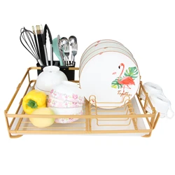 Kitchen counter Aluminum Rust Proof Dish Drying Drainer Rack with Drainboard