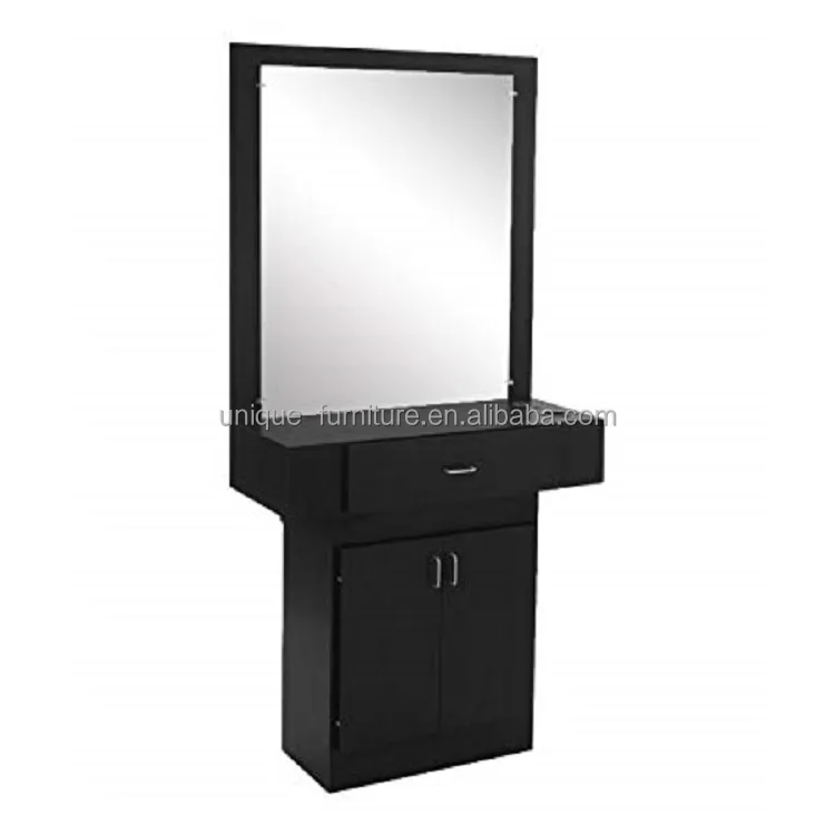 Beauty salon luxury makeup vintage barber styling vanity stylist salon mirror station with cabinet
