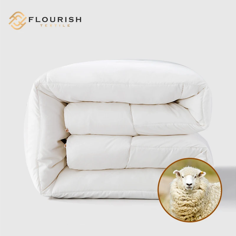 Flourish Eco-friendly comfortable 100% Wool Filling 100% cotton cover luxury quilt duvet comforter set soft quilts edredones