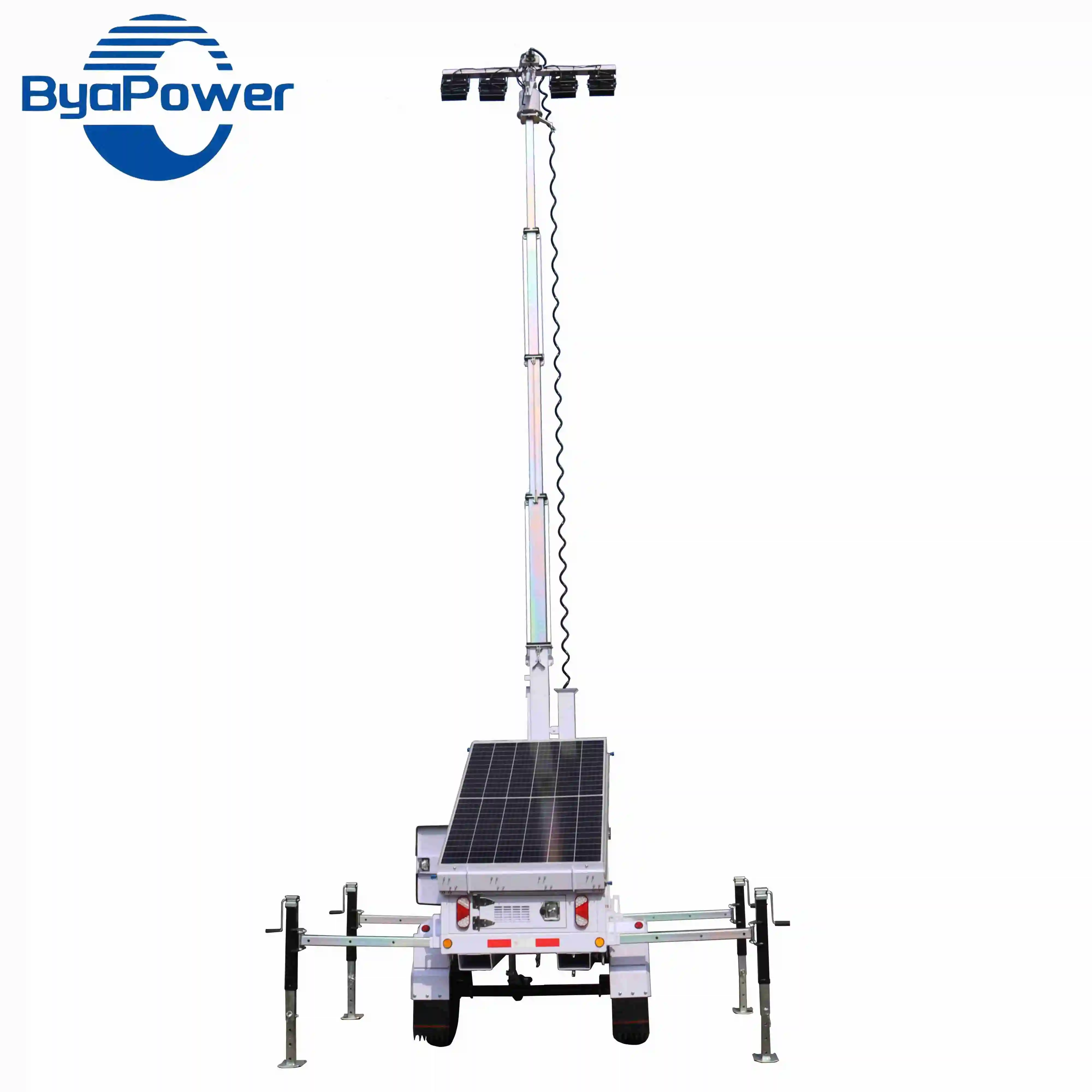Custom High Quality Solar Powered Trailer With Mobile Led Light Tower For Outdoor Use And Emergency Lighting