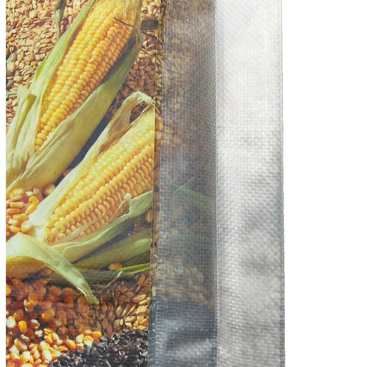 Factory wholesale 10kg 25kg 50kg portable laminated PP woven sack bag for cereal feed fodder rice packing with easy opening