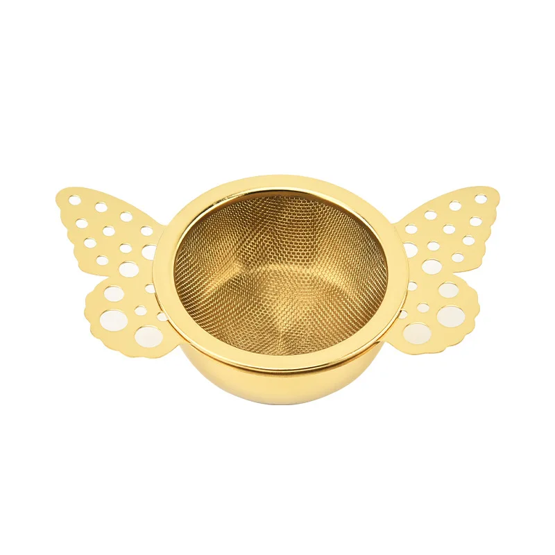 Stainless Steel Loose Leaf Tea Filter with Butterfly Handle with Drip Bowl for Loose Leaf Tea