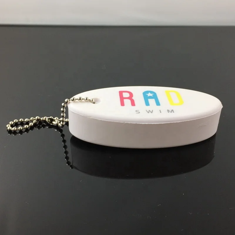 Printing your company logo floating keychain, oval shape printed both sides giveaway pu foam boat floating key chain