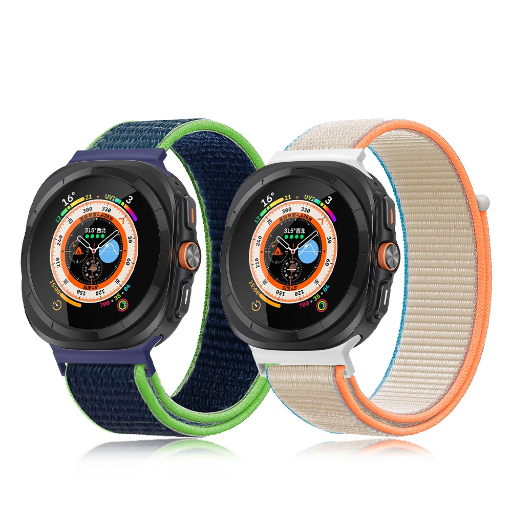New Velcro Nylon Braided Loop Strap Nylon Woven Strap for Samsung Galaxy Watch 7 Ultra Strap