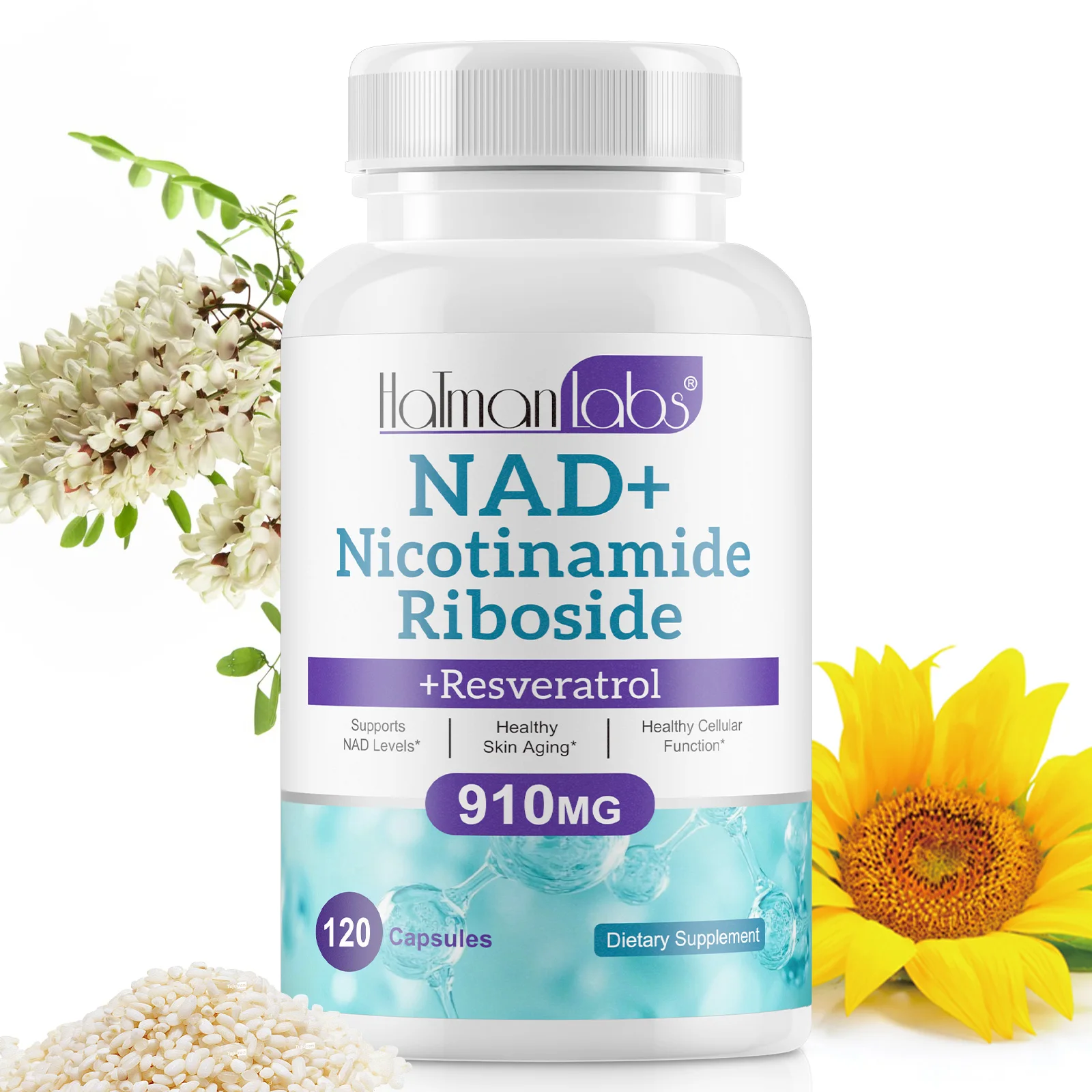 Hatmanlabs enhance metabolism boosts cellular energy anti aging nad 120 supplement nad nicotinamide riboside capsules