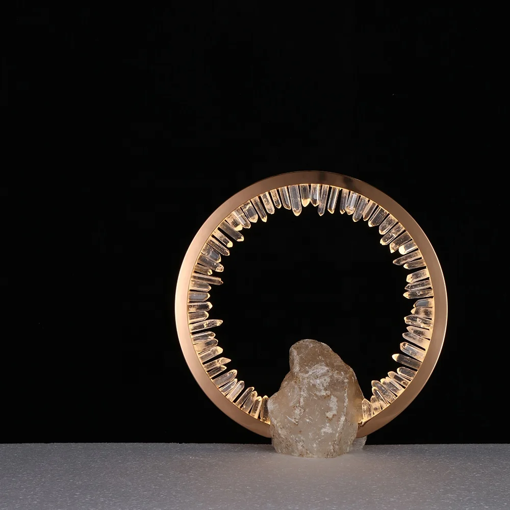 High quality natural stone crystal table lamp bed side reading crystal lamp night lights stone crystal lamps