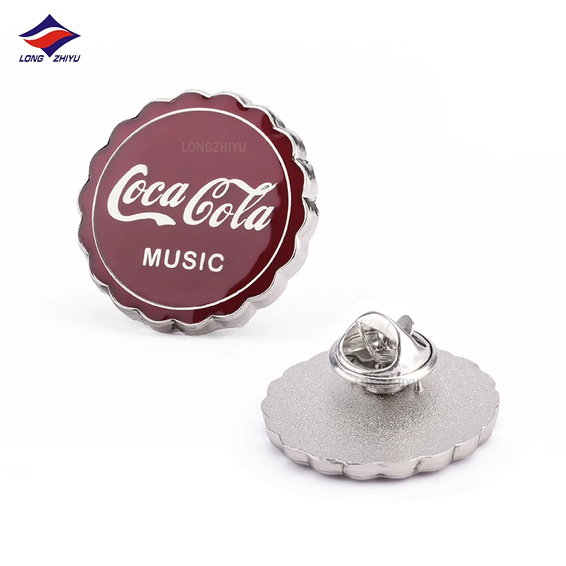 Longzhiyu round label pins manufacturer custom brand company logo pin wholesale metal soft enamel badges