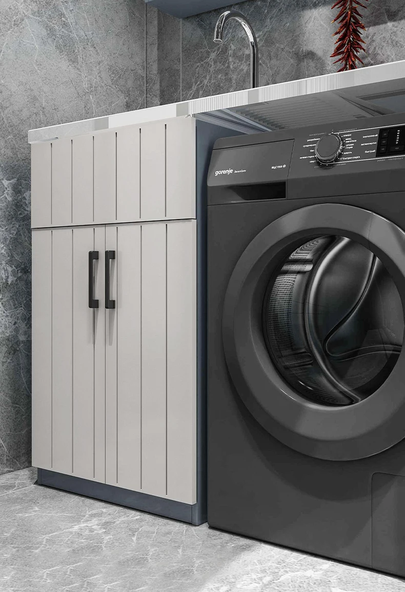 Customized Modern Simple Design Wash Laundry Sink Cabinet Apartment Washing Machine Laundry Cabinet