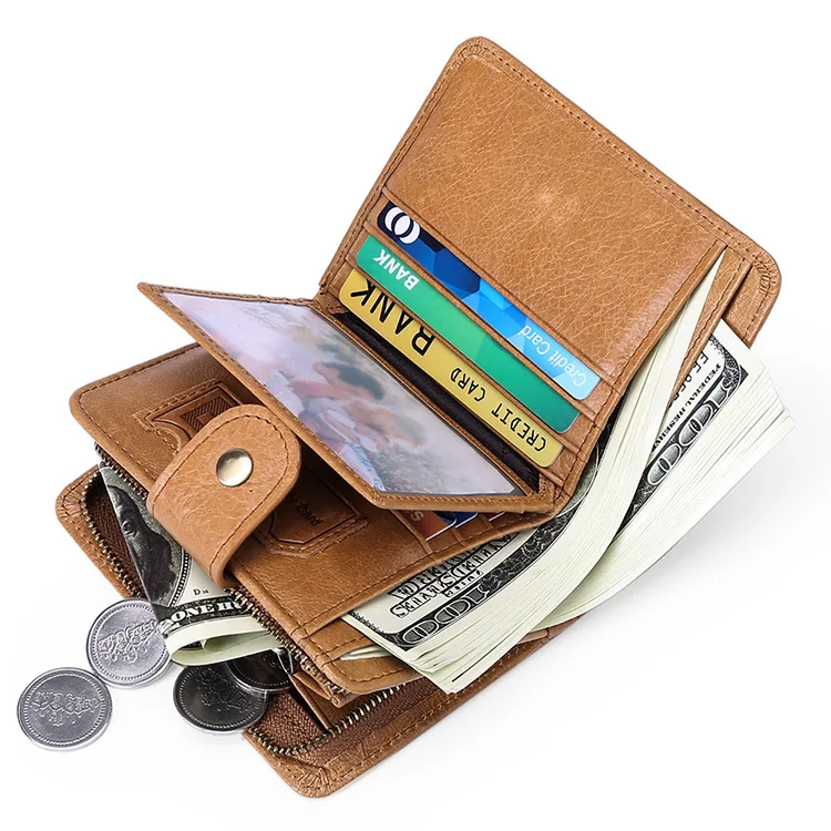 Мужской короткий кошелек с радиочастотной идентификацией, кожаный кошелек в европейском и американском стиле, универсальная сменная сумка