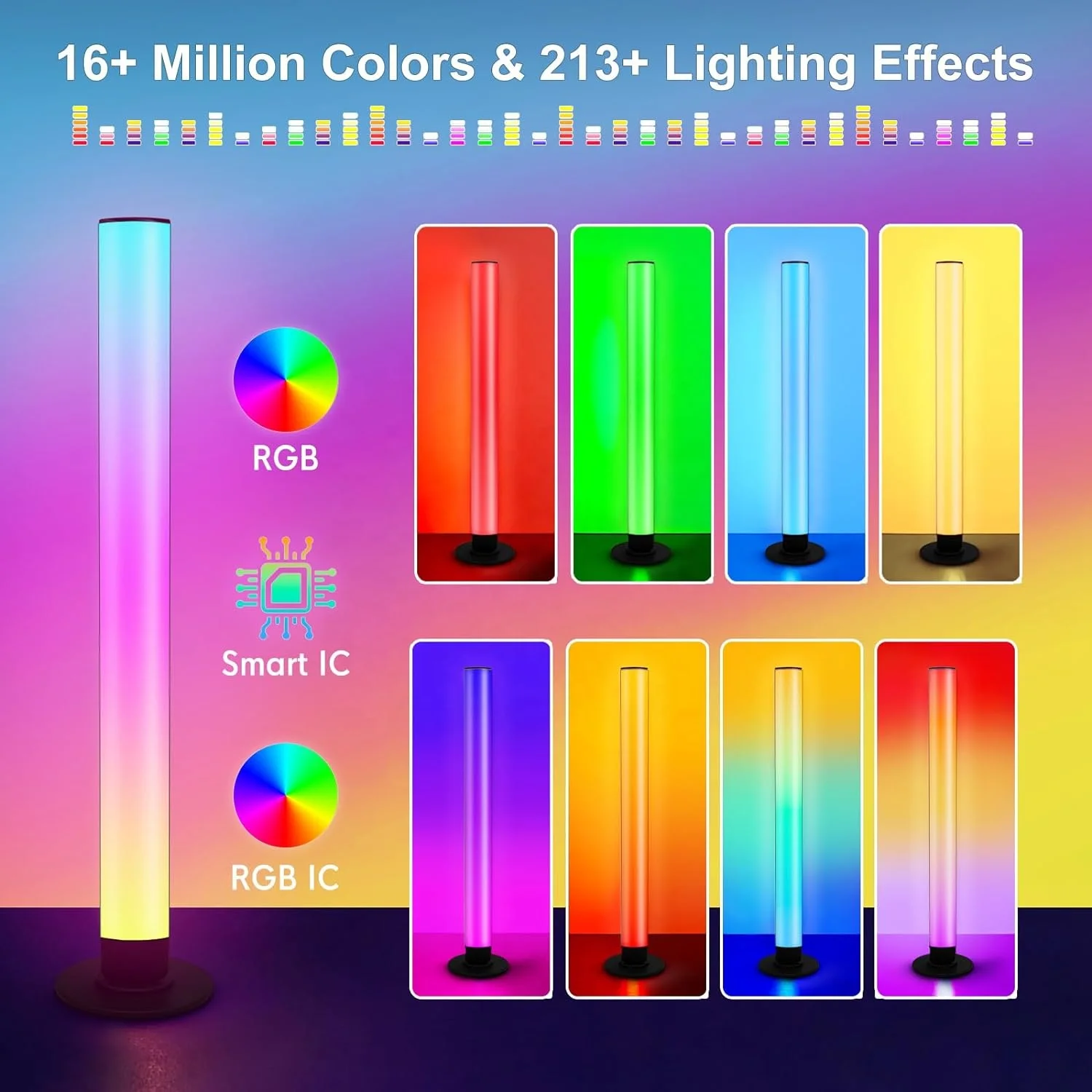 Умная светодиодная подсветка RGB настольная с 3 режимами управления для комнаты ПК телевизора-2 шт.