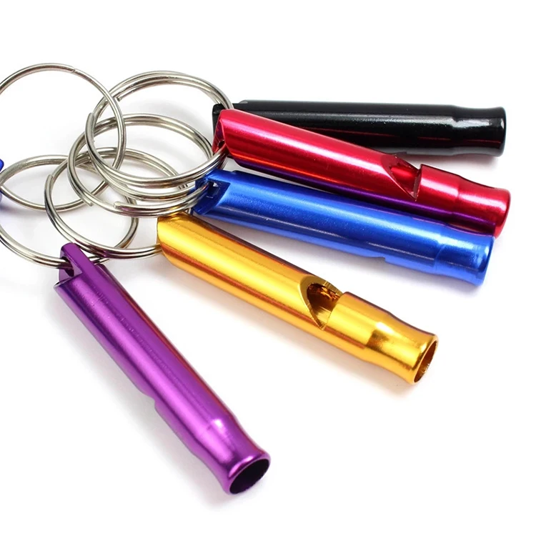 
High quality custom carrival keychain pocket red aluminum whistle 