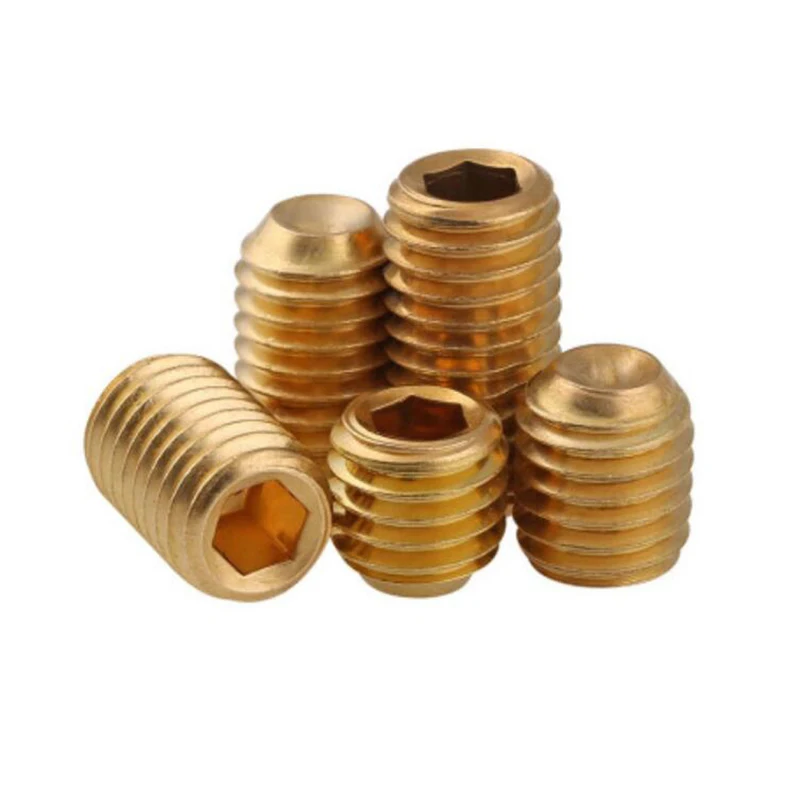 M3 M4 M5 Small Brass Grub Screw Hex Socket Concave Set Screws with Cup Point