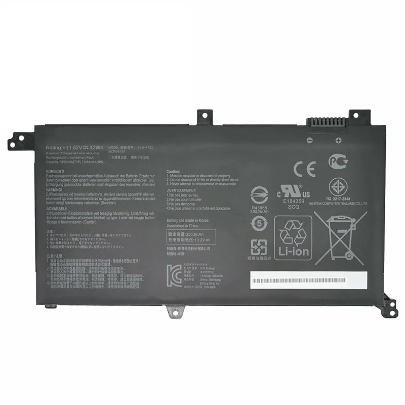 Оригинальный литиевый аккумулятор 42WH 11,52 в для ASUS B31N1732 3ICP5/57/81 B31Bi9H, Аккумулятор для ноутбука ASUS B31N1732