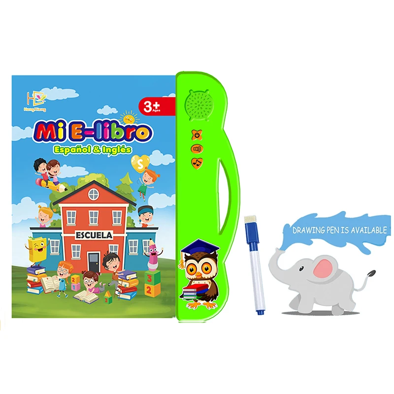 2021 NEW arrival Learning E-books playset toys with paintbrush Spanish and English Bilingual Language