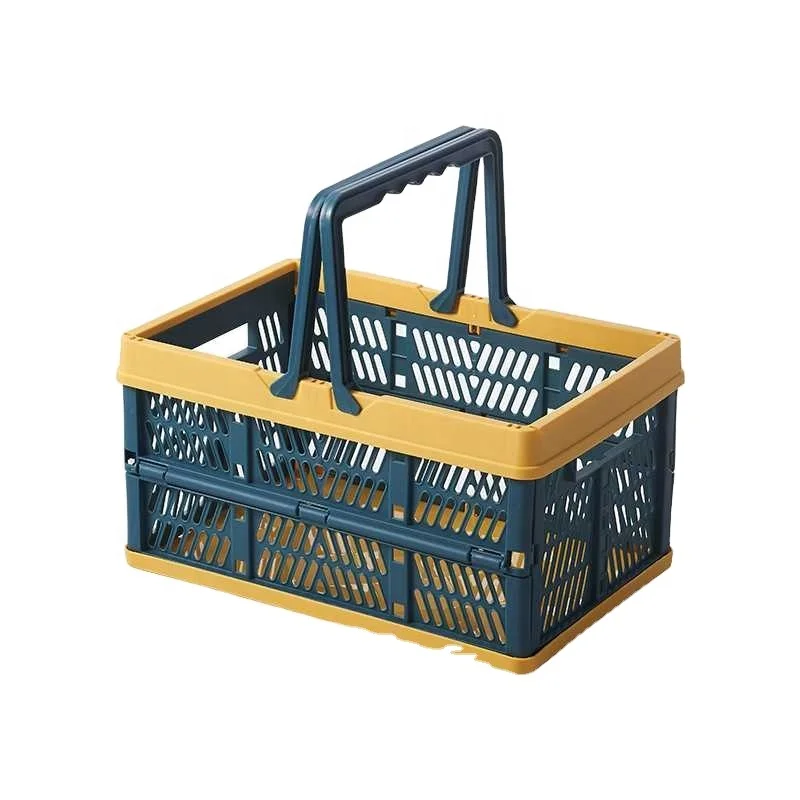 Handheld Folding Storage Basket Outdoor Picnic Camping Basket Shopping Basket Supermarket Vegetable Fruit Garden Picking Box