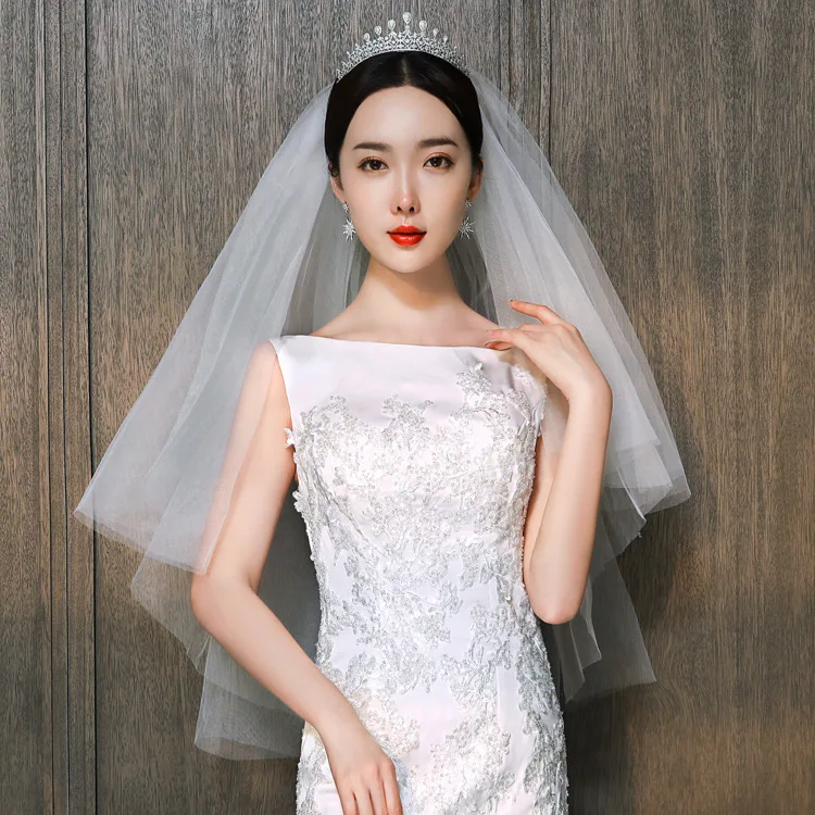 
Bride short veil pure yarn headdress net celebrity photo photography props travel wedding dress simple veil BG976 