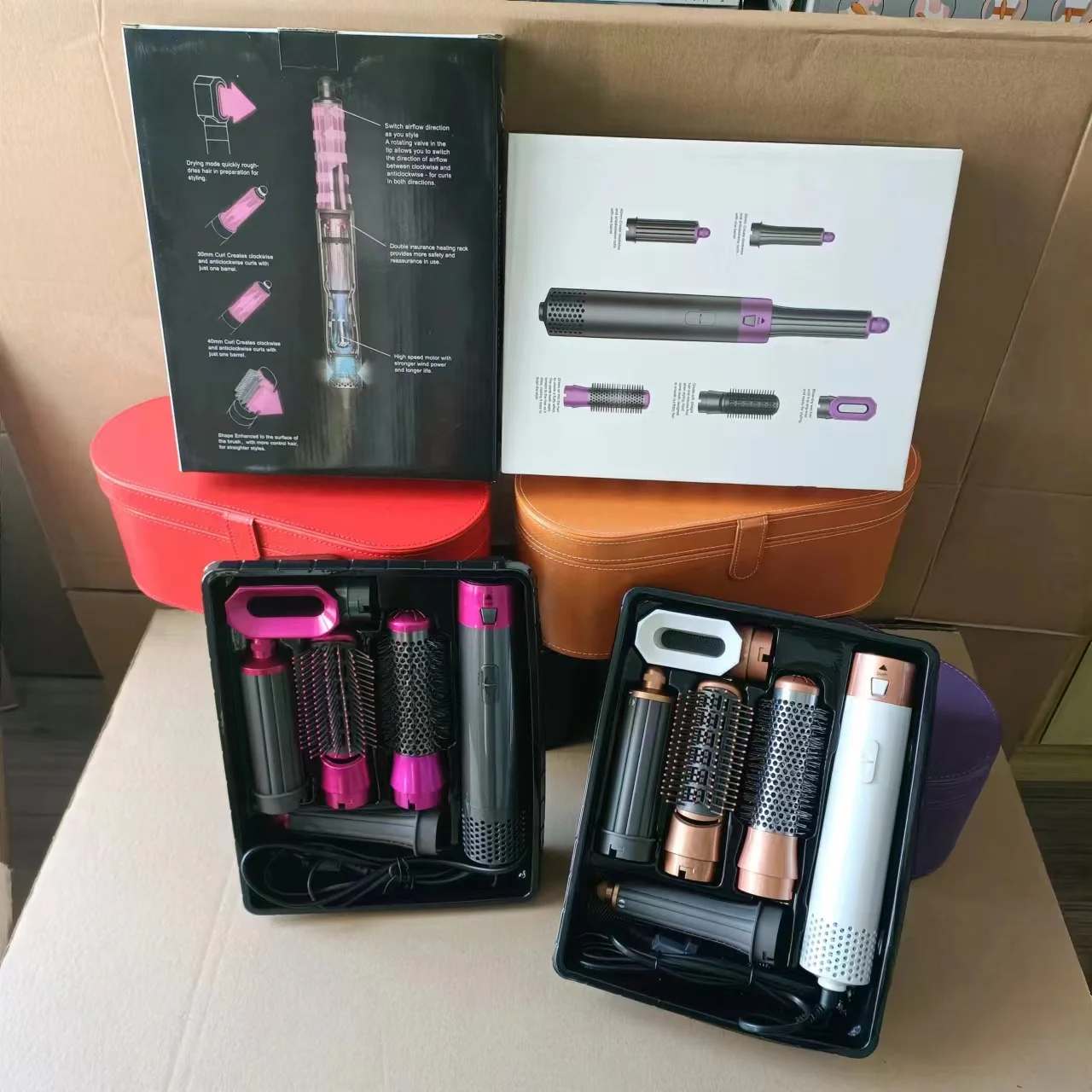 5 in 1 Professional Hair Styling Blow Dryer Brush Straightener Hot air Comb styler wrap adjustable 30mm 40mm Hair Curler