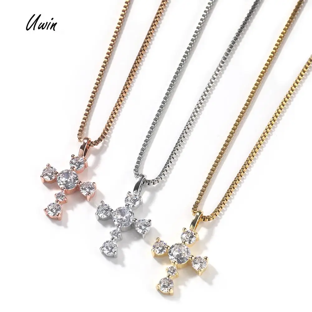 s925 Silver Cross Pendent Necklace Sterling Silver 925 Jewelry Fine Jewelry Cross Round Diamond Hip Hop Jewelry