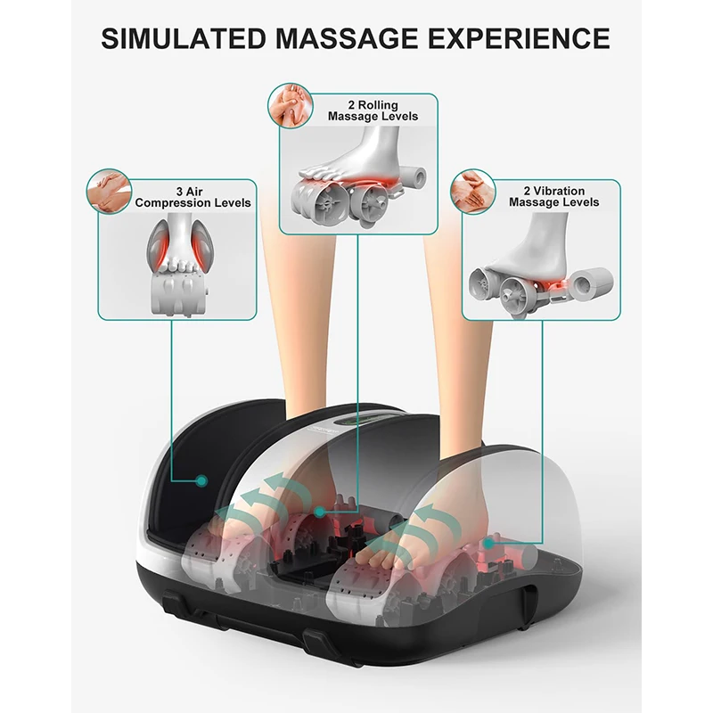 Nekteck Foot Shiatsu Massager for Circulation and Pain Relief, Smart Electric Massage Machine with Heat, Deep Kneading Vibration