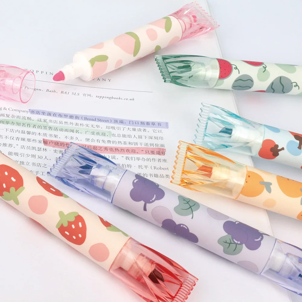 Cute Fruit Aroma Double Headed fruit Highlighter Pen DIY Graffiti Art Drawing Marker multi-color Fluorescent Pen cute Stationery