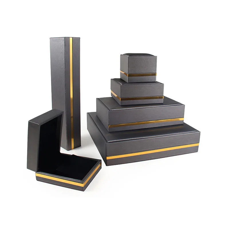 Luxury Simple Custom Logo Leather Box Wholesale Ring Bangle Pendant Necklace Bracelet Jewelry Boxes Set