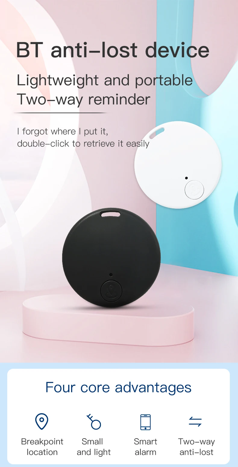 Mini GPS Tracker Bluetooths 5.0 Anti-Lost Device Pet Kids Bag Wallet Tracker Compatible with  Android Smart Finder Locator
