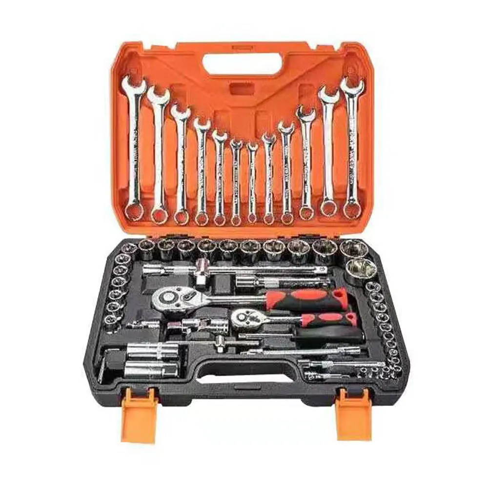 46 Pieces 1/4 Inch Industrial Grade Socket Ratchet Wrench Set with Socket Set Metric and Extension Bar