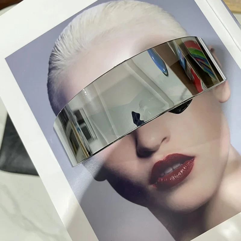 Future Warrior Rimless Sunglasses One Piece Lens Wrap Around Cyber Punk Futuristic Men Women Hip Hop Party Sun Glasses 2024