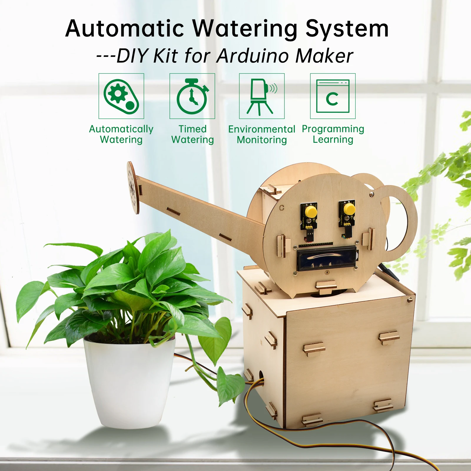 Keyestudio PLUS Board Automatic Watering Flower System Learning Kit for Arduino Starter Kit STEM DIY Projects Programming Kit