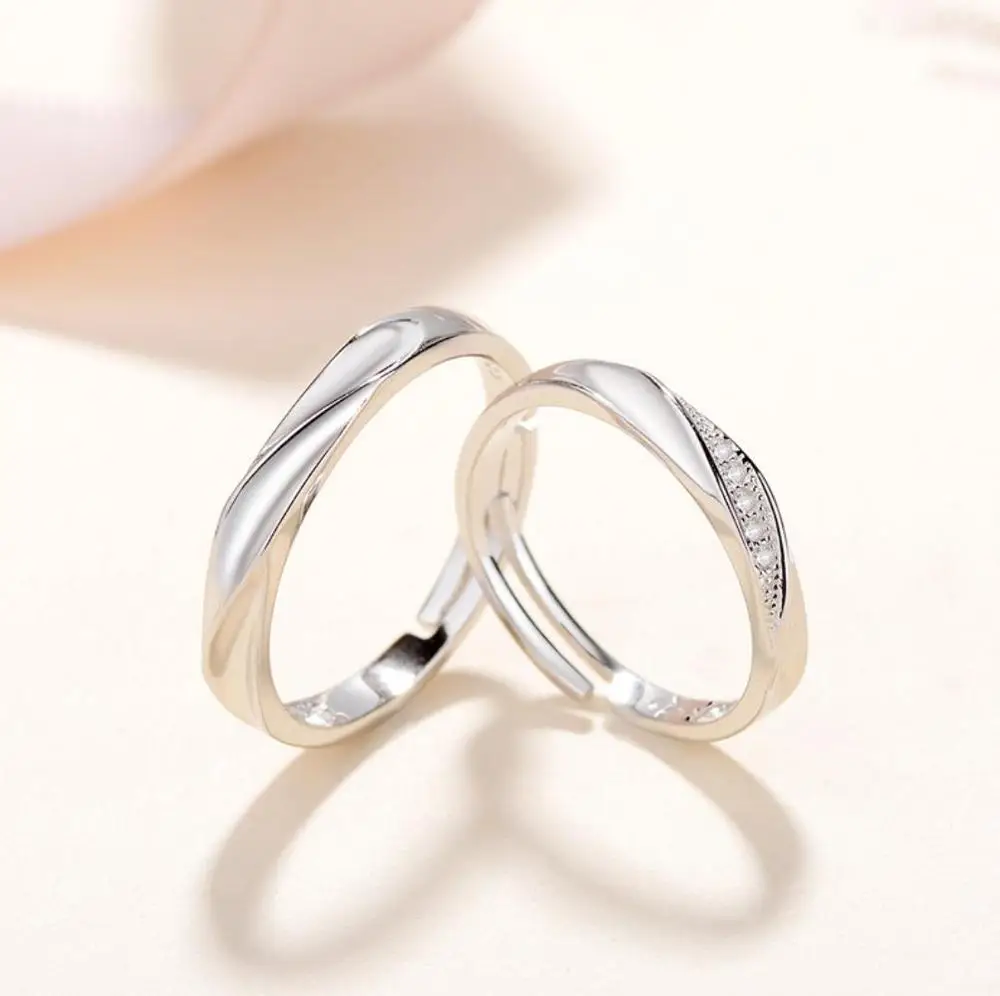 New Fashion Simple Rings 925 Silver Love Couple Rings For Trendy Couple Jewelry 2024 Wholesale