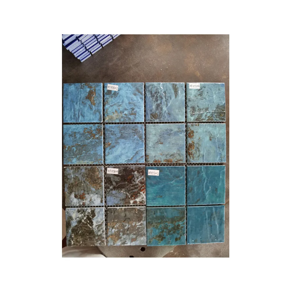 Stone textured 73 x 73 mm ceramic swimming pool mosaic tile