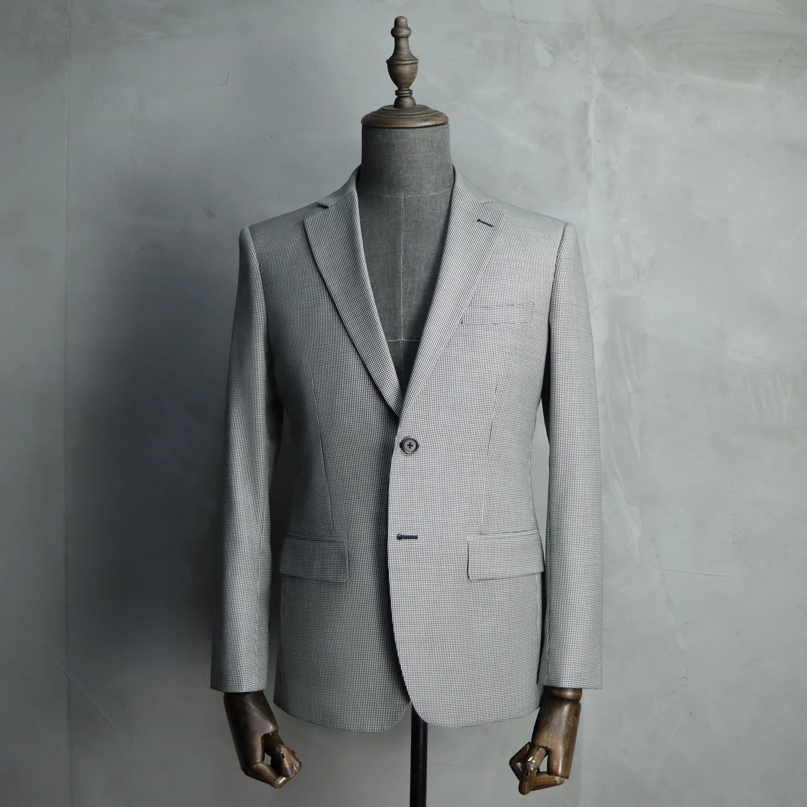 MTM Business Custom Suit For Men 100% Wool  Gray Houndstooth Bespoke Mens Suite Tailor Made  Formal Blazer 2 Piece Set