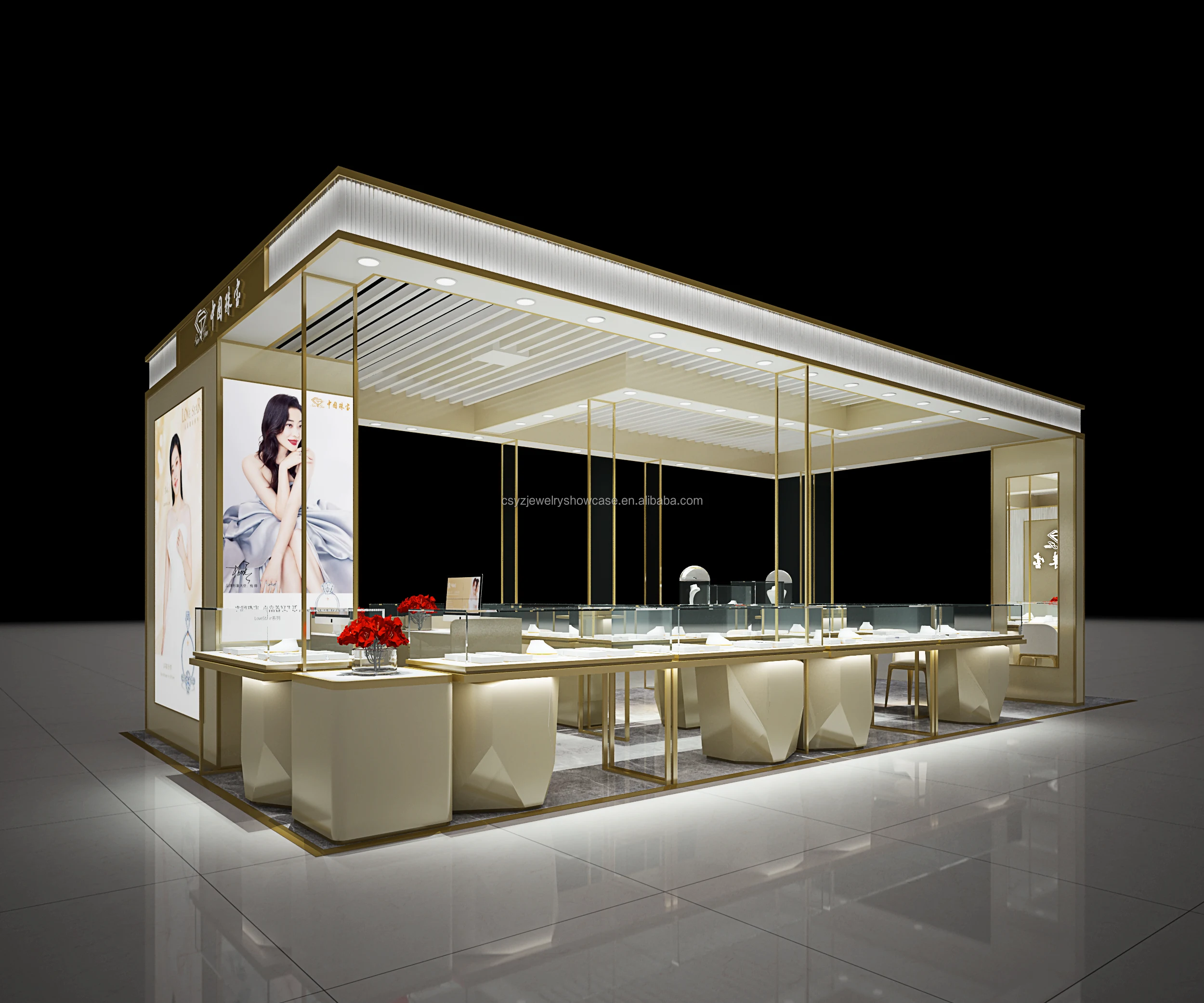 Custom Luxury Jewelry Store Furniture Counter Design Sales Table with Elegant Jewelry Display Case Showcase for Store Display