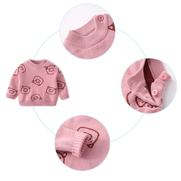 
Little Piggy Jacquard kids clothing Knitted Baby Sweater kids clothes winter 