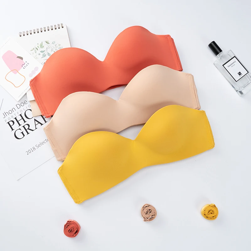 Deep U Backless Strapless Bras Evening Dresses Seamless Sexy Lingerie For Women Push Up Bra